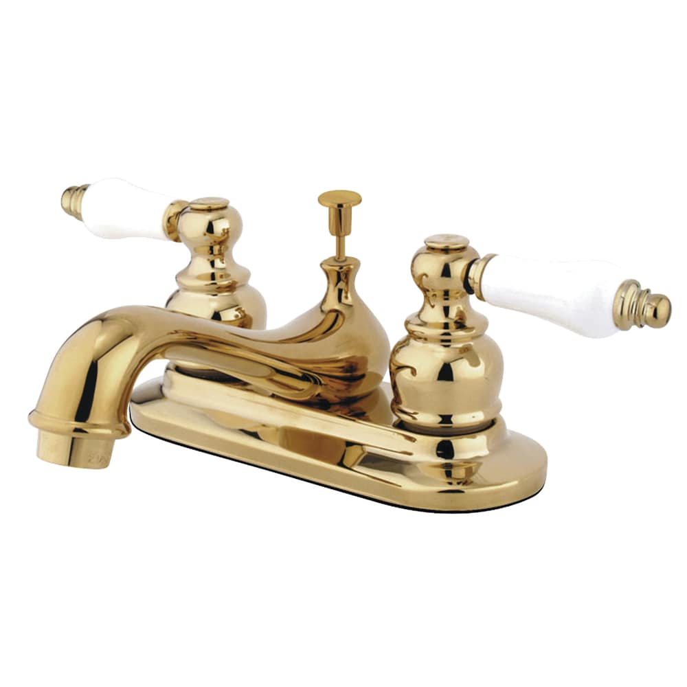 Restoration 4 inch Centerset 2-Handle Bathroom Faucet in Polished Brass