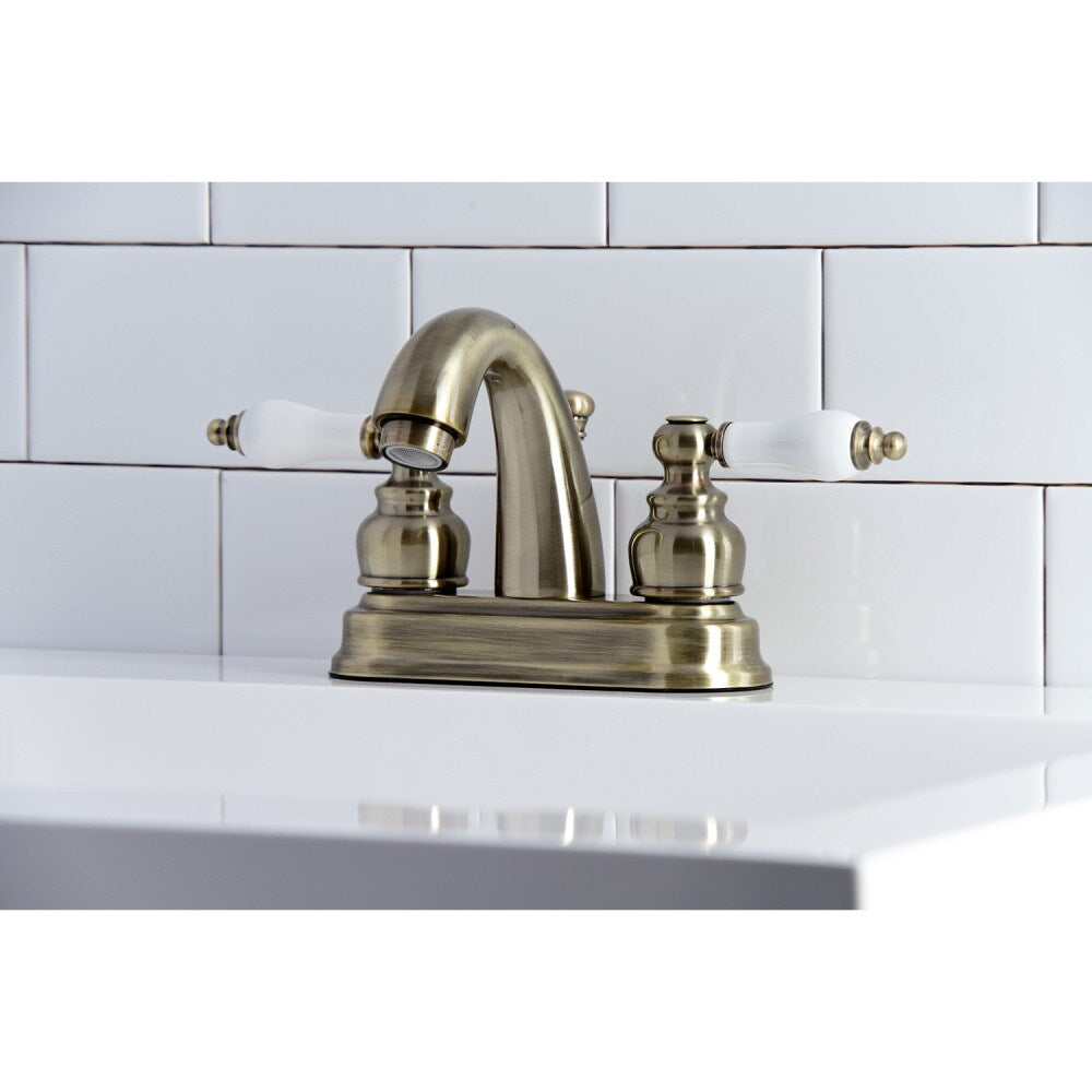 Traditional 4 inch Centerset 2-Handle Bathroom Faucet in Antique Brass