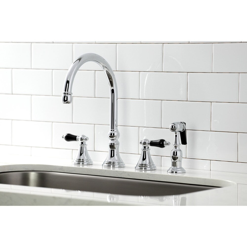 Robinet de cuisine à 2 poignées Duchess avec pulvérisateur latéral en chrome poli