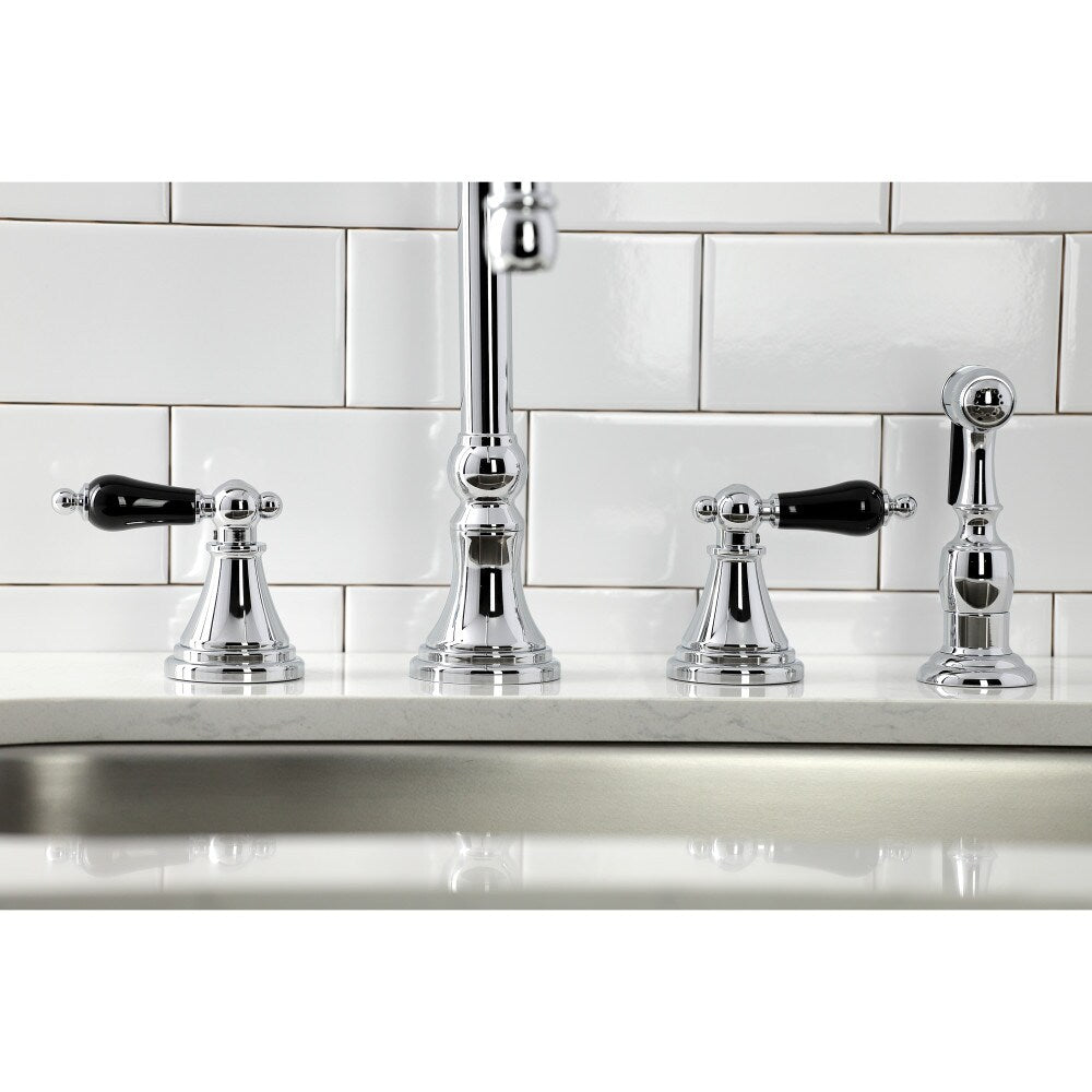 Robinet de cuisine à 2 poignées Duchess avec pulvérisateur latéral en chrome poli