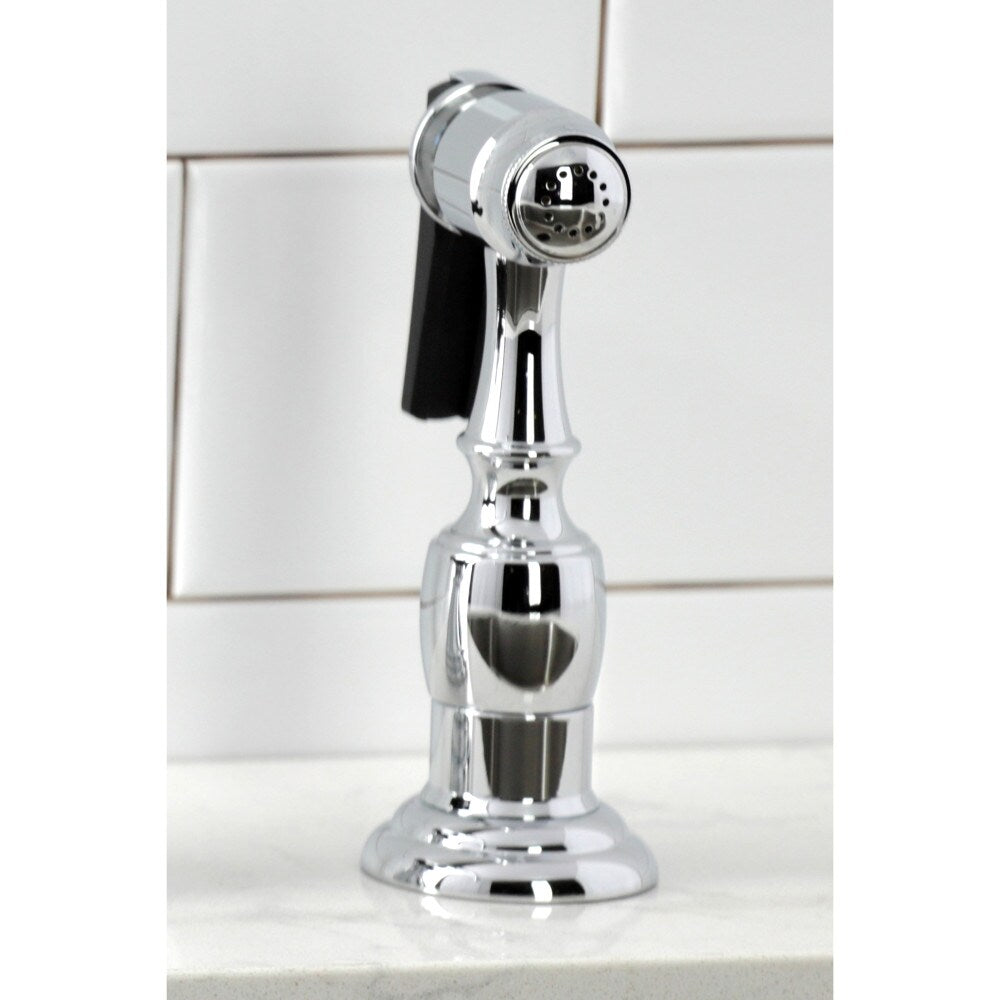 Robinet de cuisine à 2 poignées Duchess avec pulvérisateur latéral en chrome poli