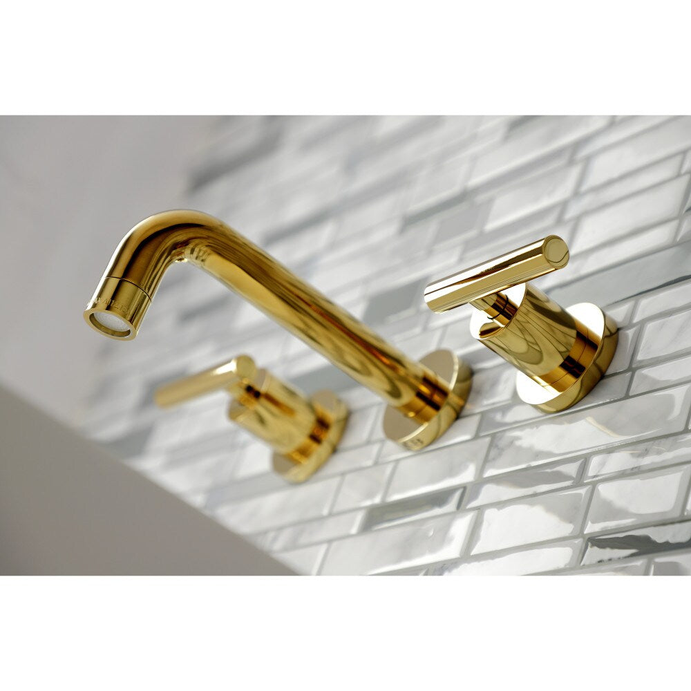 Manhattan 2-Handle Wall Mount Bathroom Faucet in Polished Brass
