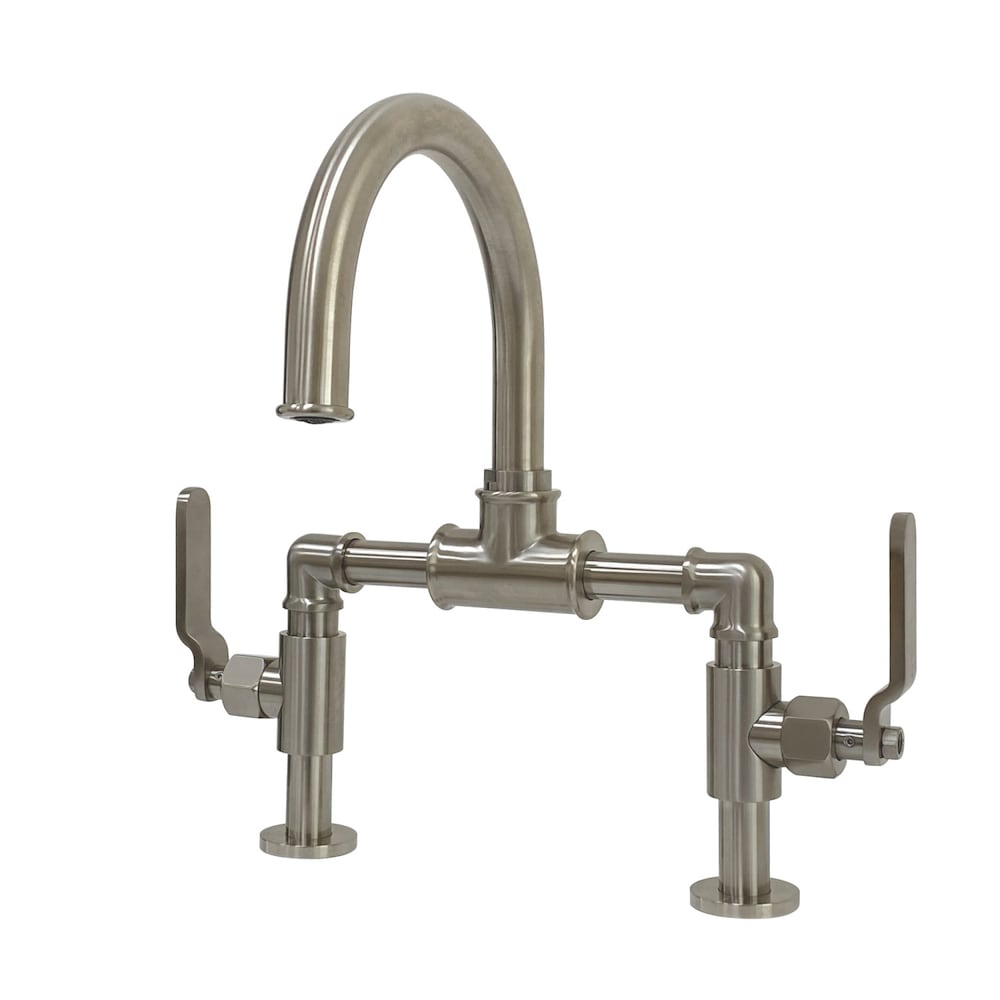 Industrial Bridge 8 inch Widespread 2-Handle Bathroom Faucet in Brushed Nickel