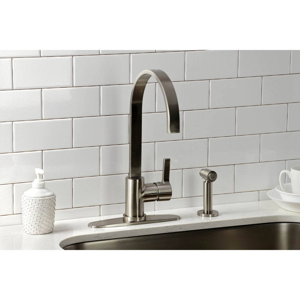 Continental Single-Handle Kitchen Faucet with Side Sprayer in Brushed Nickel