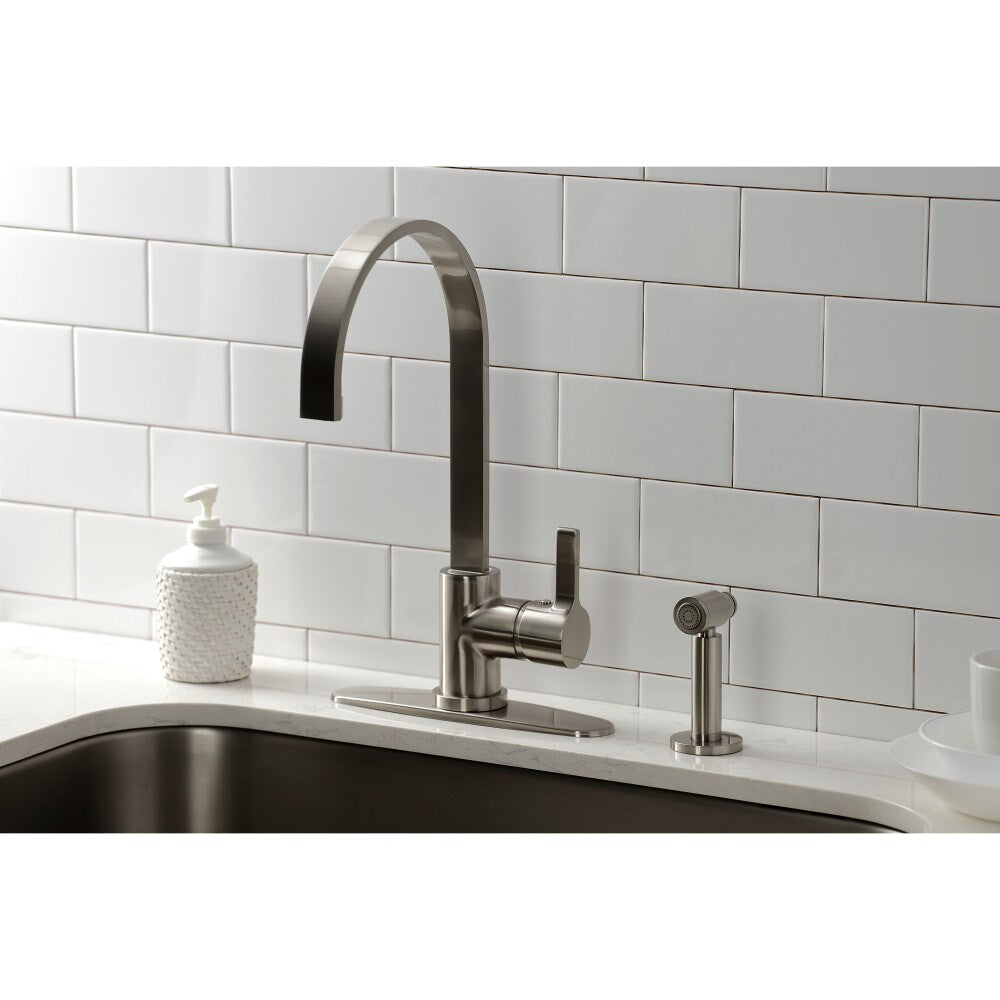 Continental Single-Handle Kitchen Faucet with Side Sprayer in Brushed Nickel