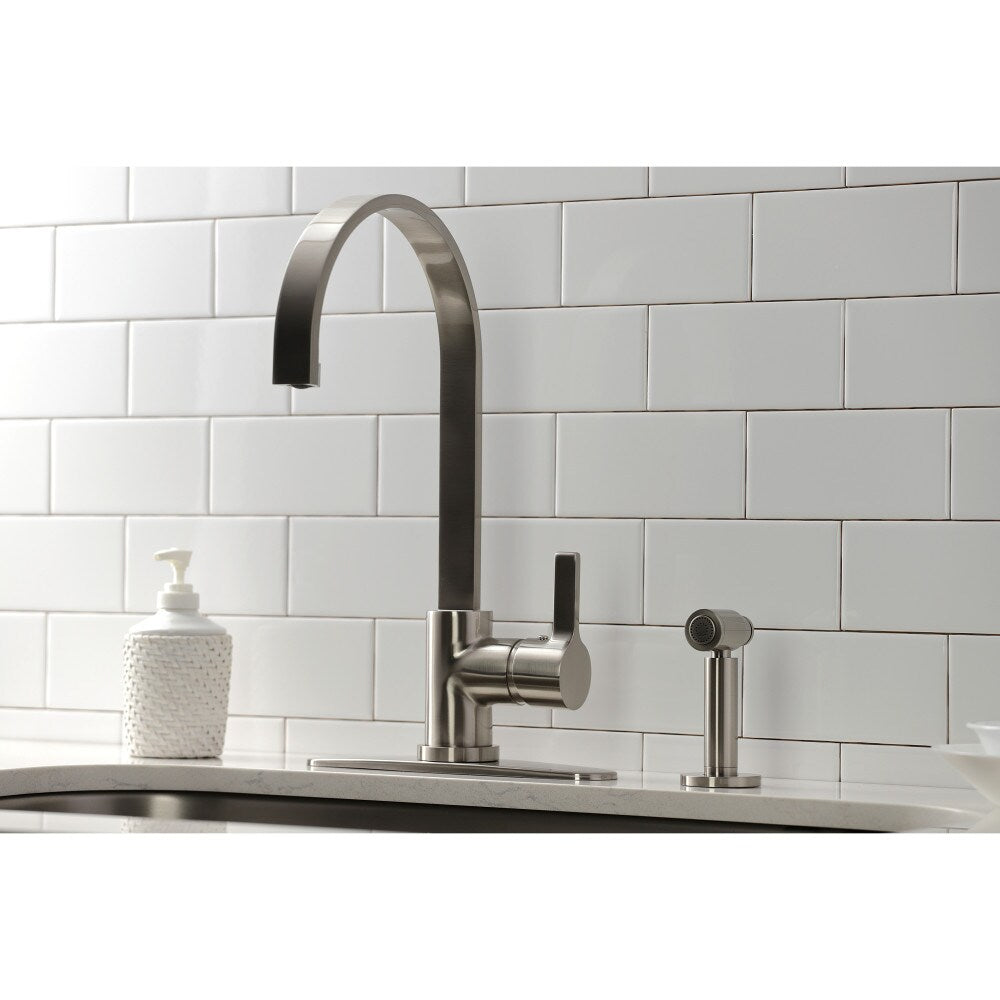 Continental Single-Handle Kitchen Faucet with Side Sprayer in Brushed Nickel