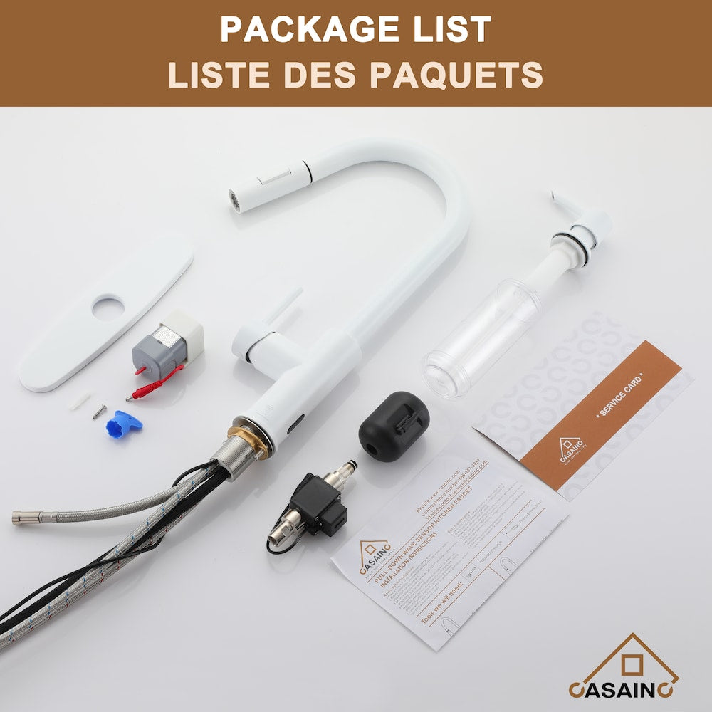 1.8GPM Single Handle Pull-Down Sprayer Kitchen Faucet in Matte White