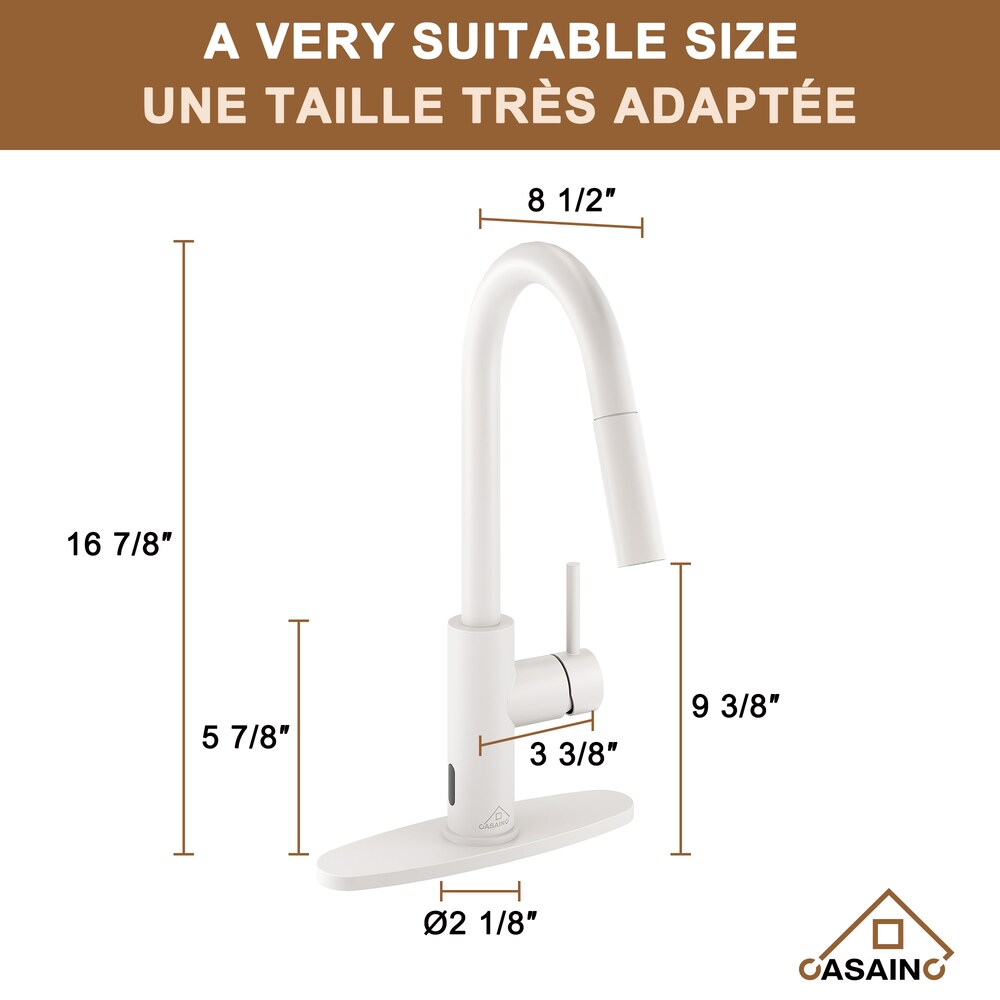 1.8GPM Single Handle Pull-Down Sprayer Kitchen Faucet in Matte White