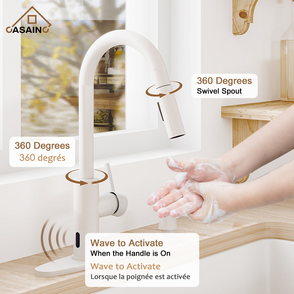 1.8GPM Single Handle Pull-Down Sprayer Kitchen Faucet in Matte White