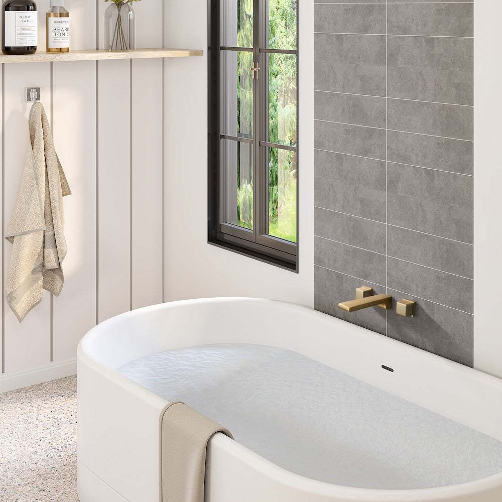 Spot Free Widespread Wall Mount 3-Hole Sink Faucet with Double handle in Brushed Gold