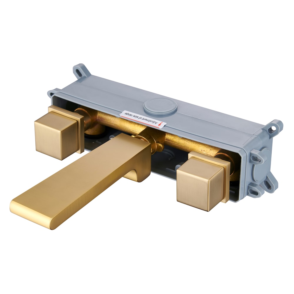 Spot Free Widespread Wall Mount 3-Hole Sink Faucet with Double handle in Brushed Gold