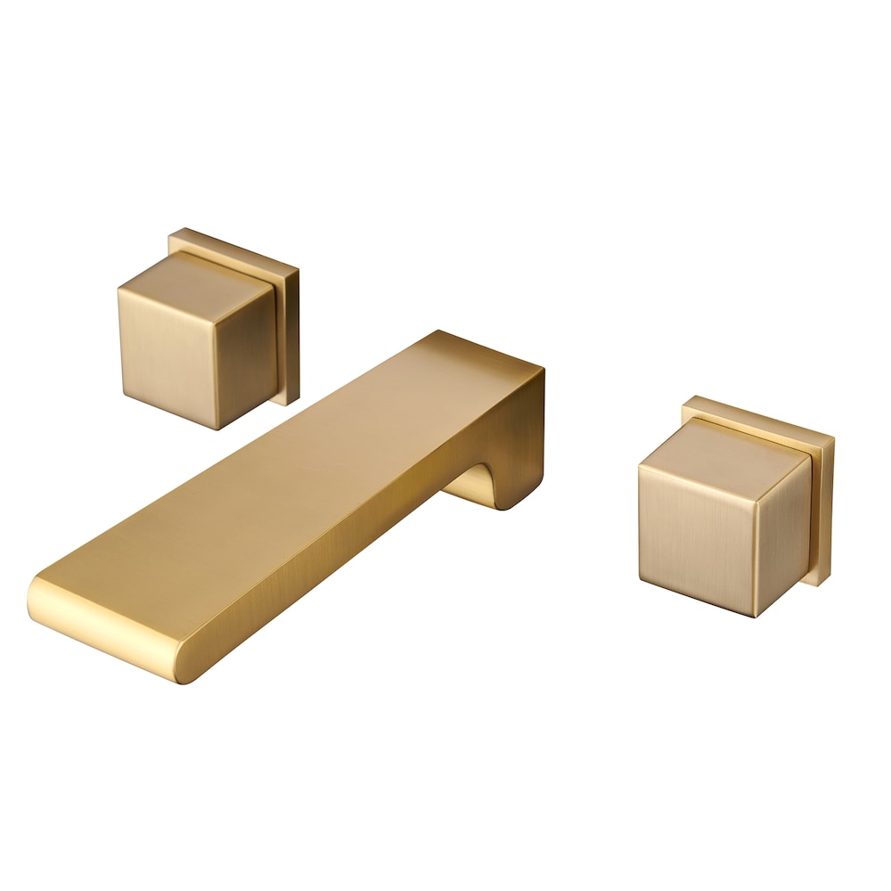 Spot Free Widespread Wall Mount 3-Hole Sink Faucet with Double handle in Brushed Gold