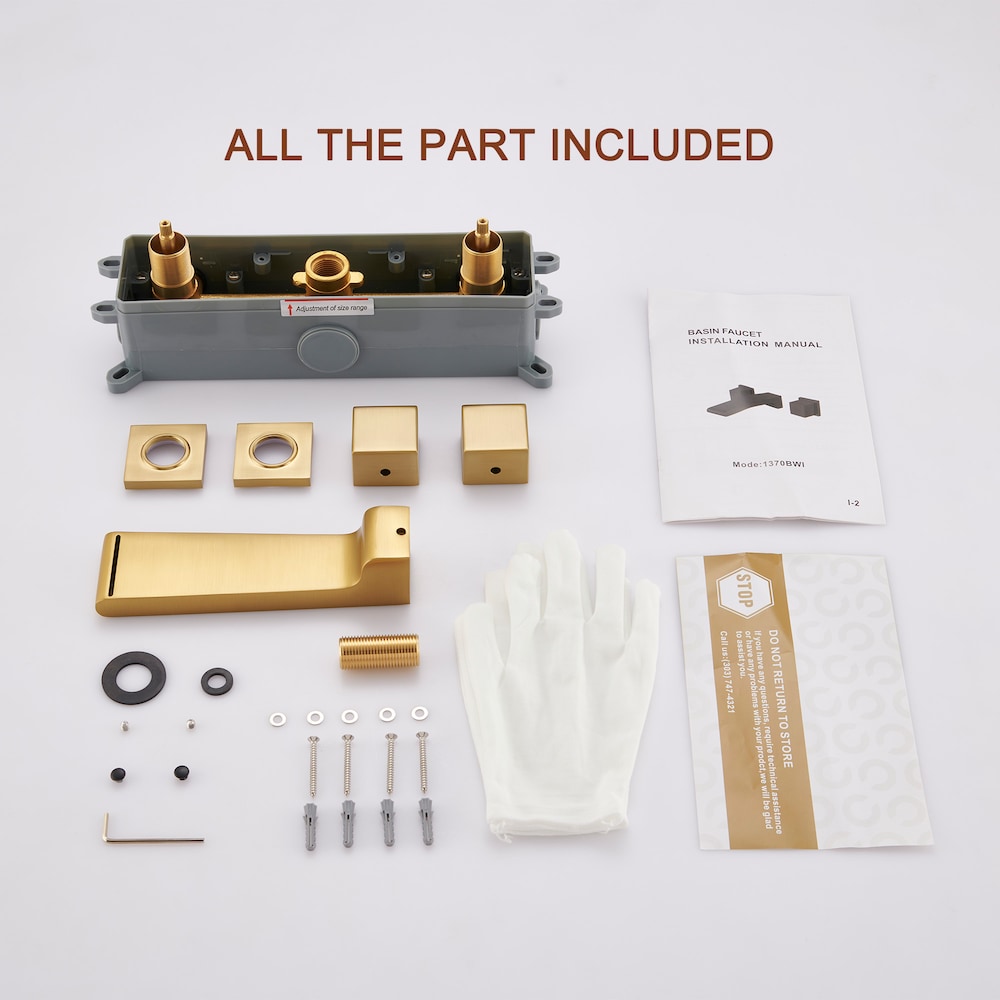 Spot Free Widespread Wall Mount 3-Hole Sink Faucet with Double handle in Brushed Gold