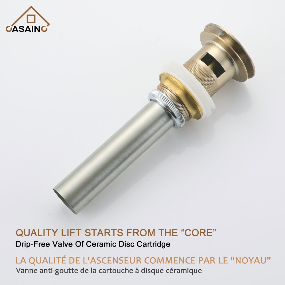 Robinet de lavabo à double poignée de 1,2 GPM avec égouttoir à rebond en or champagne brossé