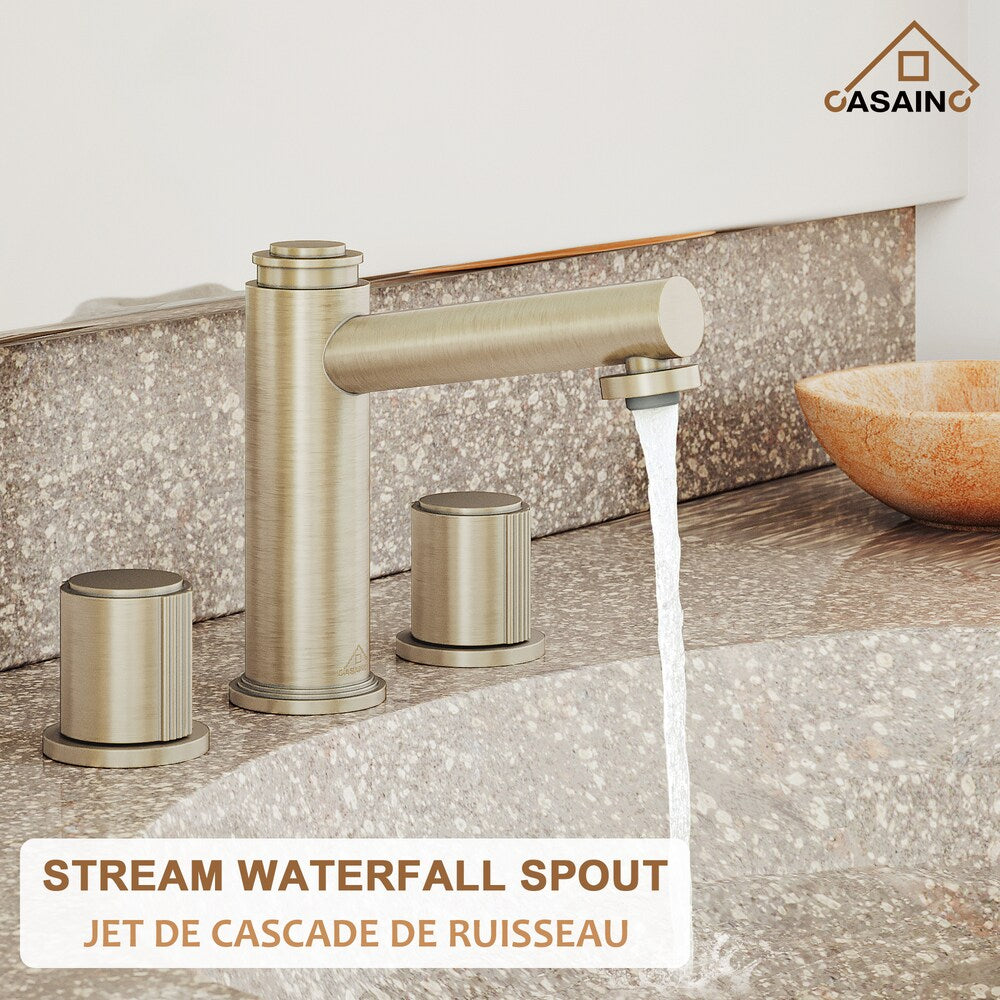 Robinet de lavabo à double poignée de 1,2 GPM avec égouttoir à rebond en or champagne brossé