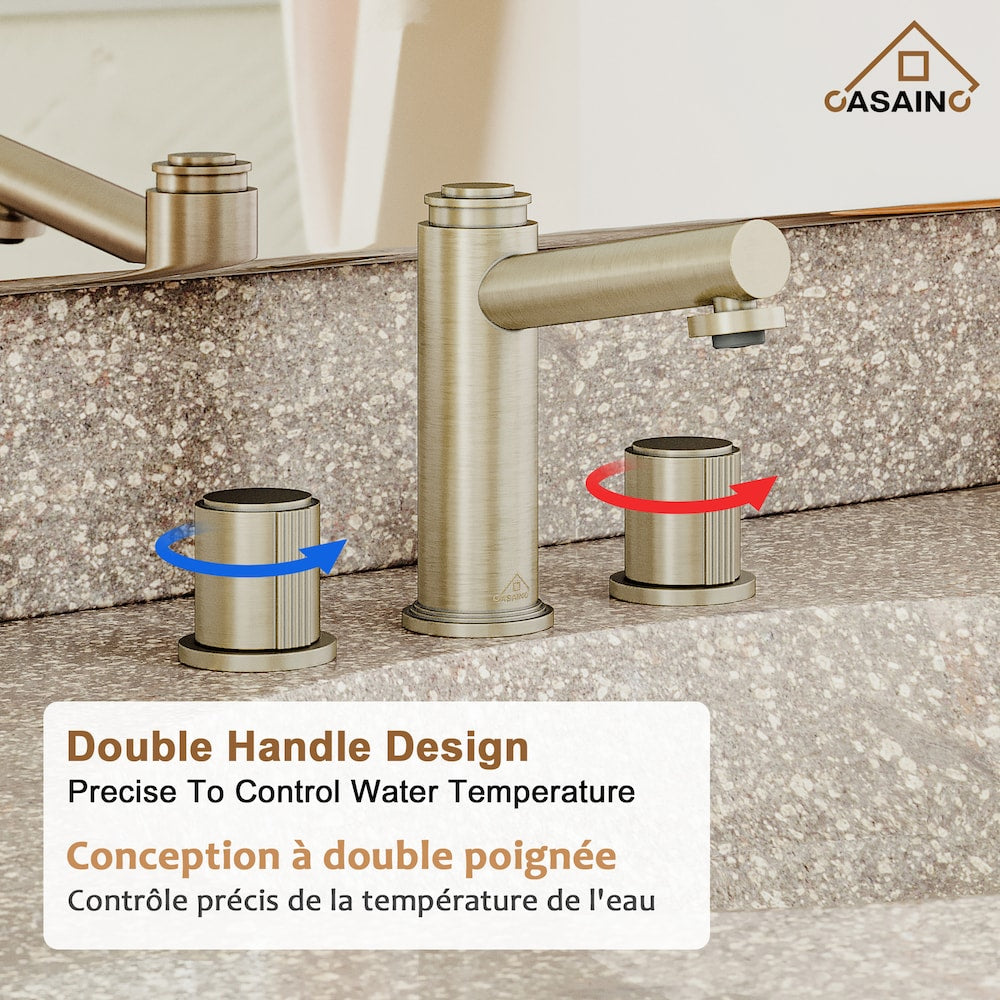 Robinet de lavabo à double poignée de 1,2 GPM avec égouttoir à rebond en or champagne brossé