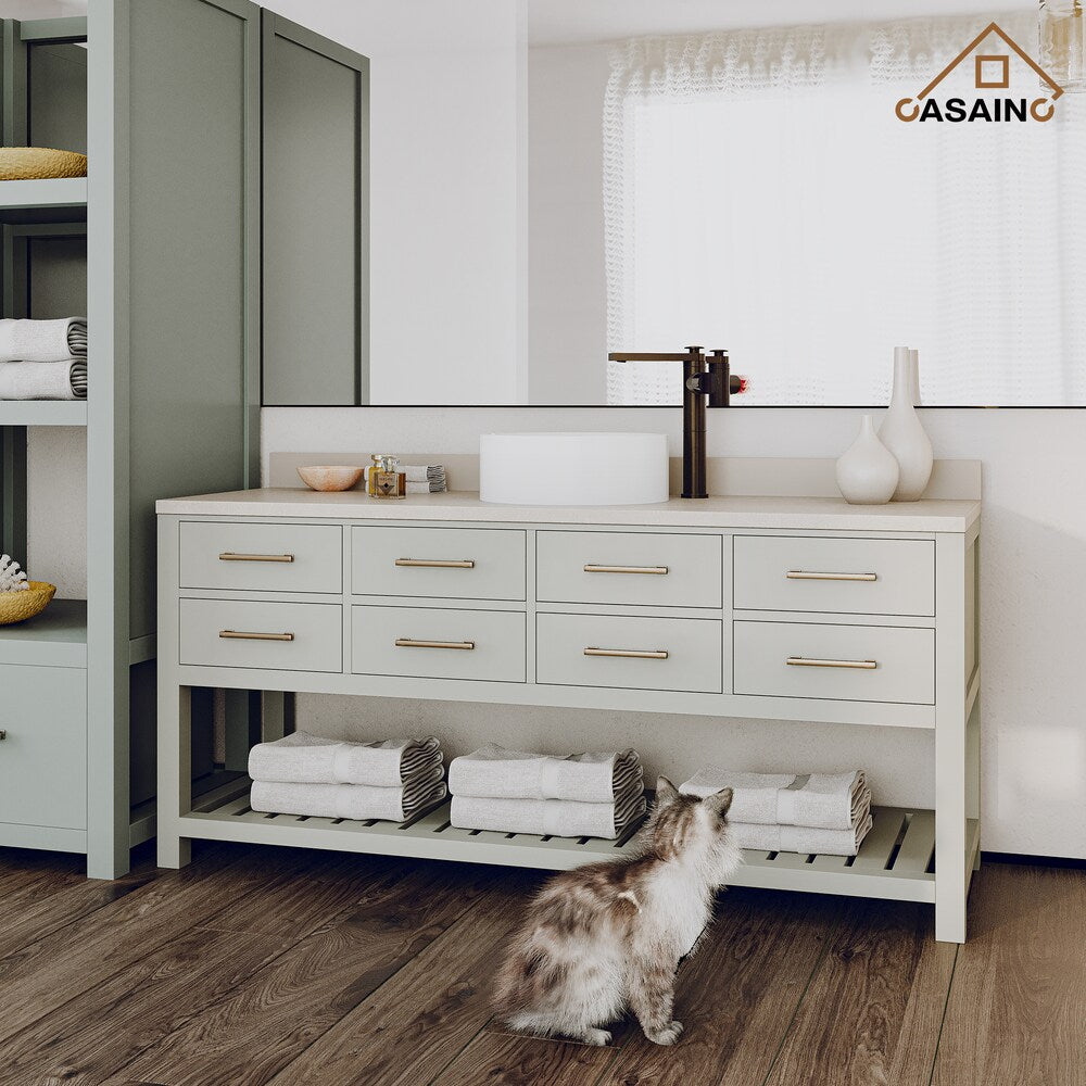 1.2GPM Single Glazed Handle Heightened Basin Faucet with Drain in Brown Bronze