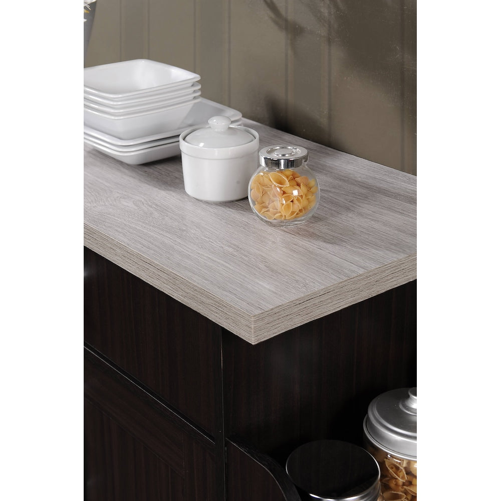 43.7-inch W Engineered Wood Kitchen Island with Spice Rack Plus Towel Holder in Chocolate-Grey