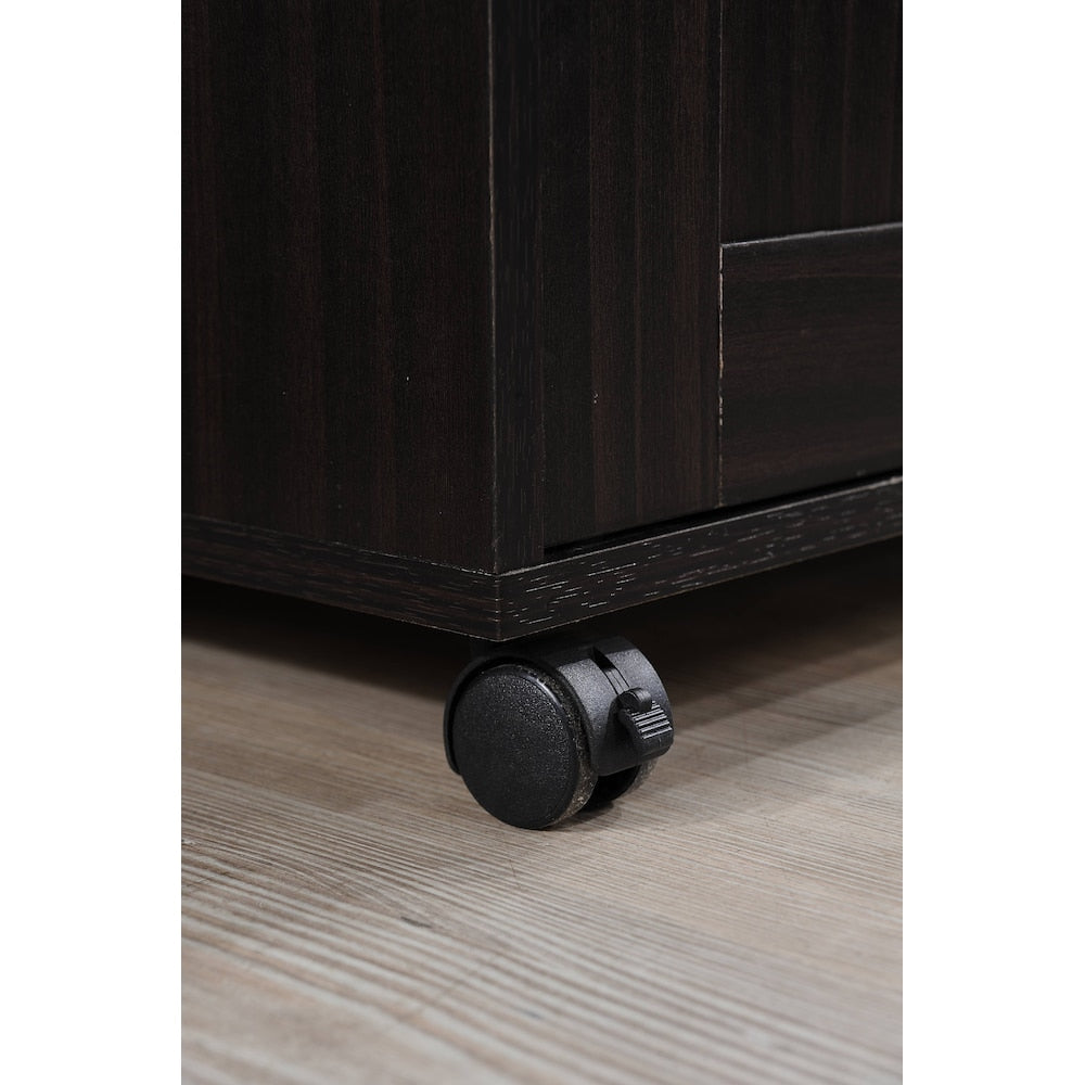 43.7-inch W Engineered Wood Kitchen Island with Spice Rack Plus Towel Holder in Chocolate-Grey