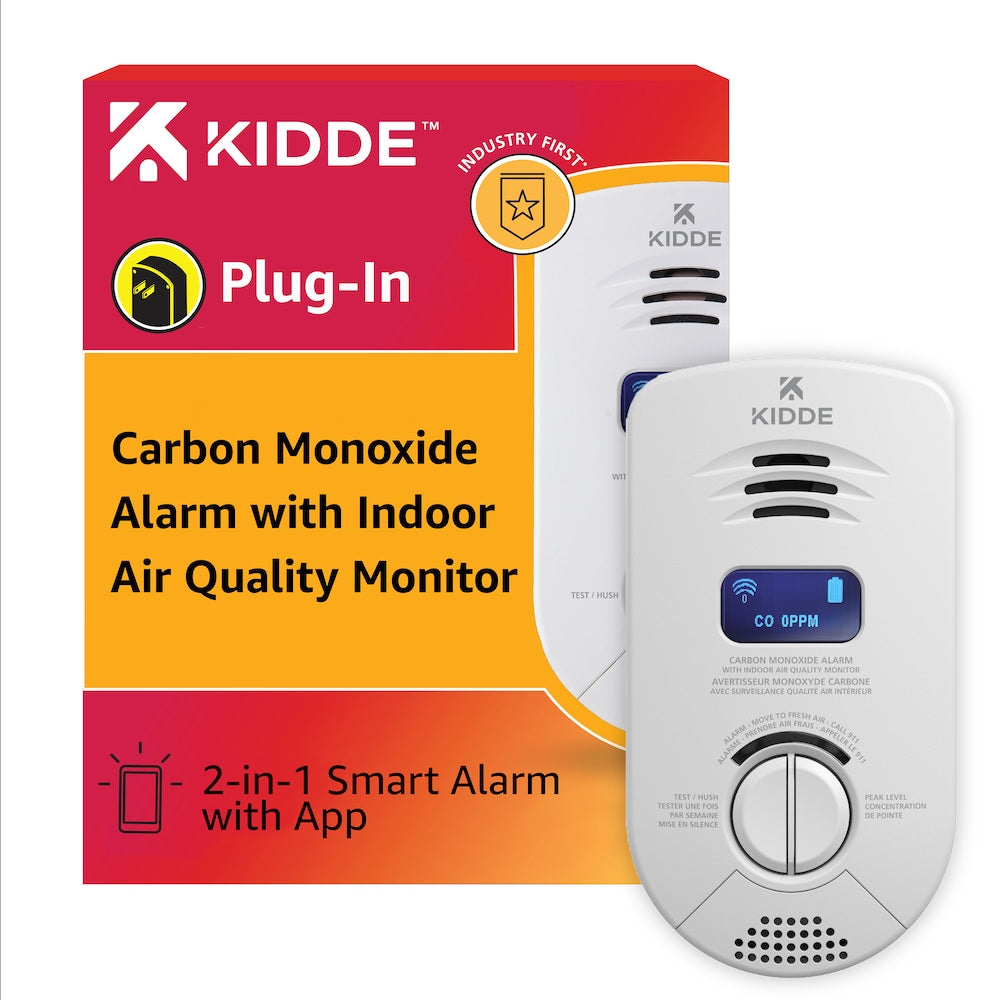 Kidde Plug-In Smart Carbon Monoxide Detector & Indoor Air Quality Monitor with 10-Year Battery