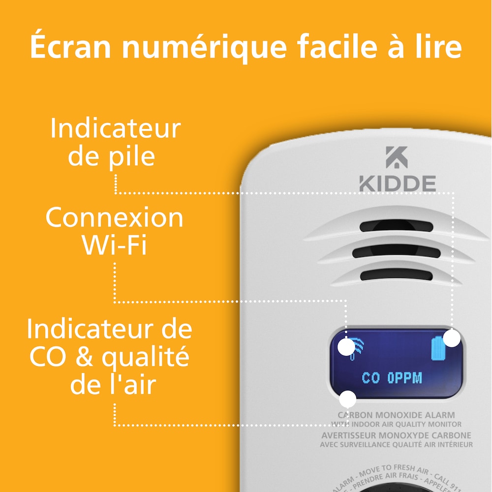 Kidde Plug-In Smart Carbon Monoxide Detector & Indoor Air Quality Monitor with 10-Year Battery