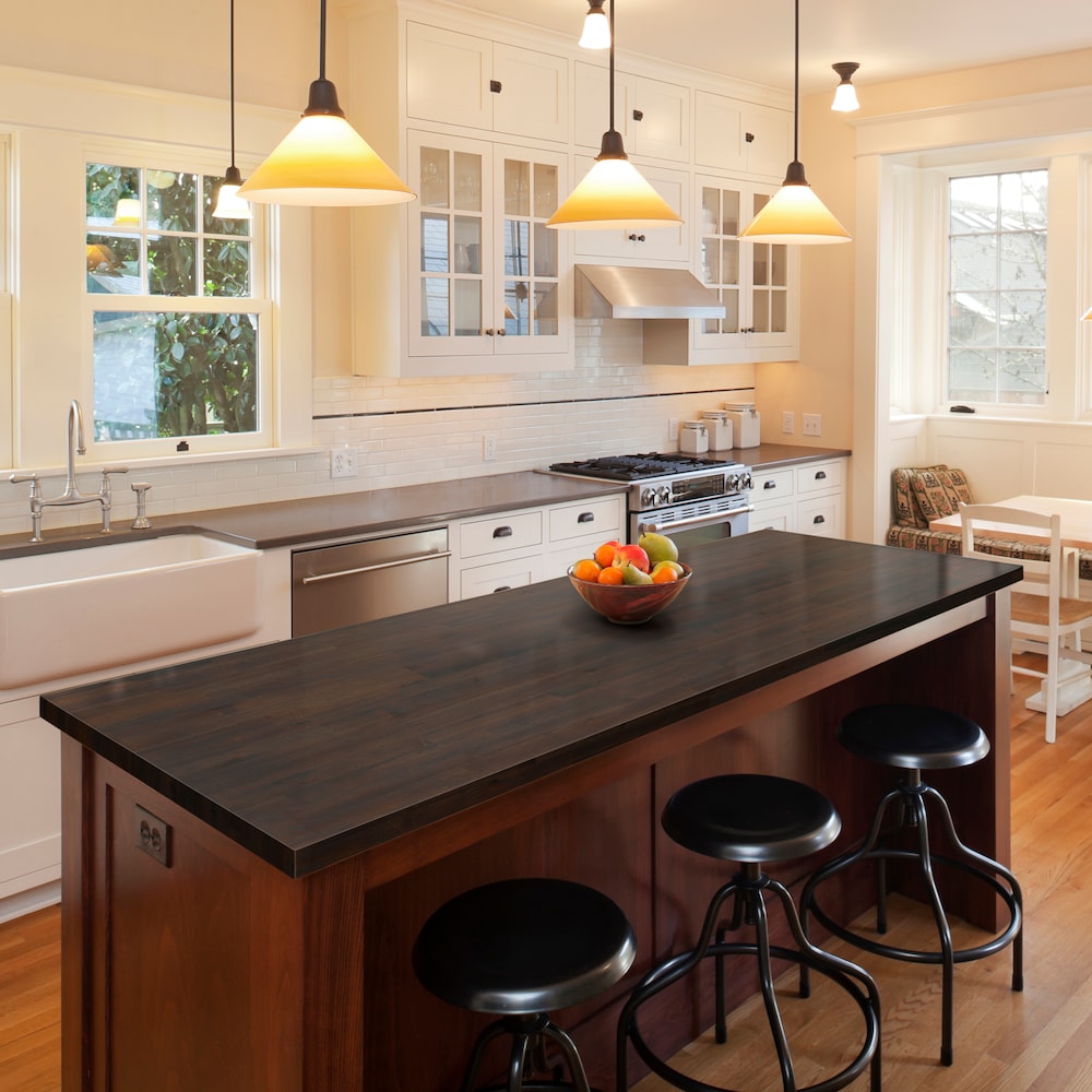 Finished Pre-Stained Acacia Finger Jointed Walnut 6 ft. x 25 in. x 1.5 in. Butcher Block Countertop
