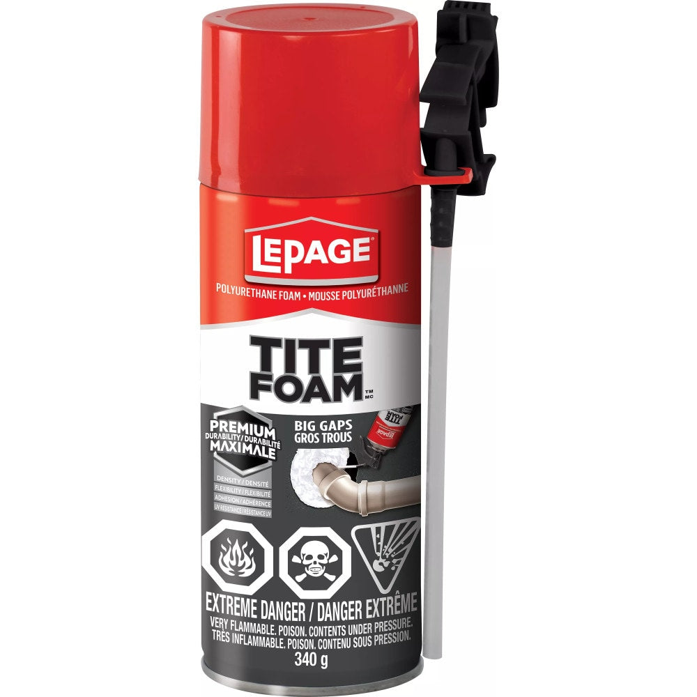 Tite Foam Big Gaps Spray Mousse isolante d'étanchéité, intérieur/extérieur, 340 g, paquet de 12