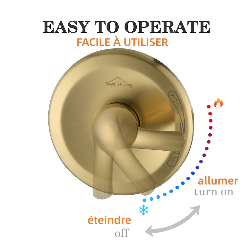 Valve d'équilibrage de pression à fonction unique avec kit de garniture à poignée unique en or brossé