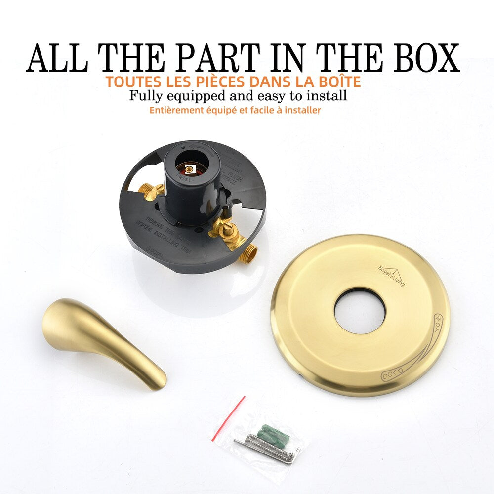 Valve d'équilibrage de pression à fonction unique avec kit de garniture à poignée unique en or brossé