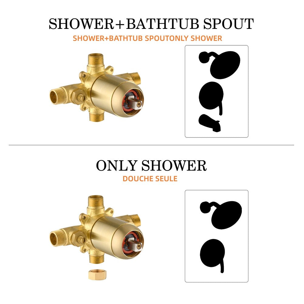Valve d'équilibrage de pression à fonction unique avec kit de garniture à poignée unique en or brossé