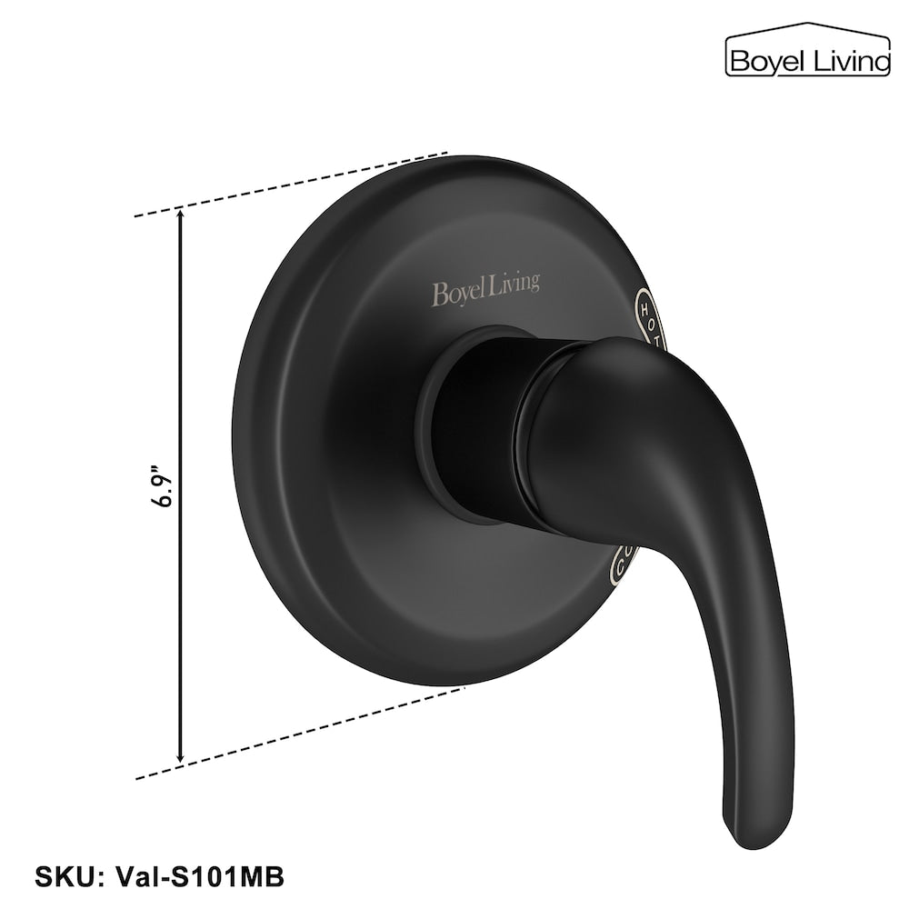 Valve d'équilibrage de pression à fonction unique avec kit de garniture à poignée unique en noir mat