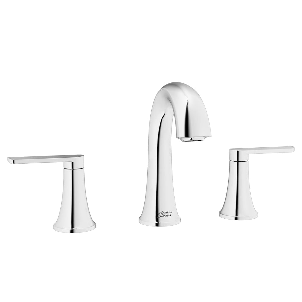 Robinet de lavabo de salle de bain à 2 poignées (8 pouces) à large entraxe Corsham en chrome poli (drain et valve inclus)