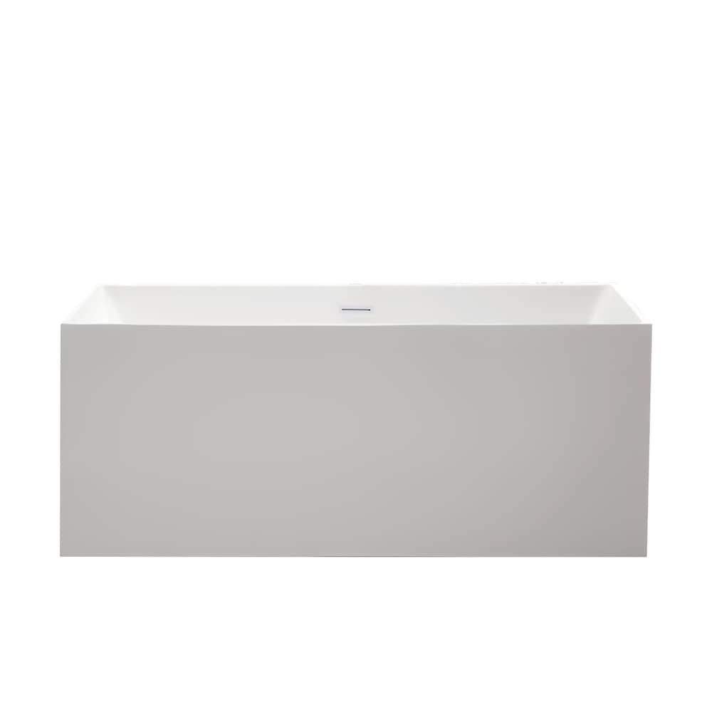 Baignoire autoportante ovale Bayonne de 5 pieds avec drain central en blanc pur