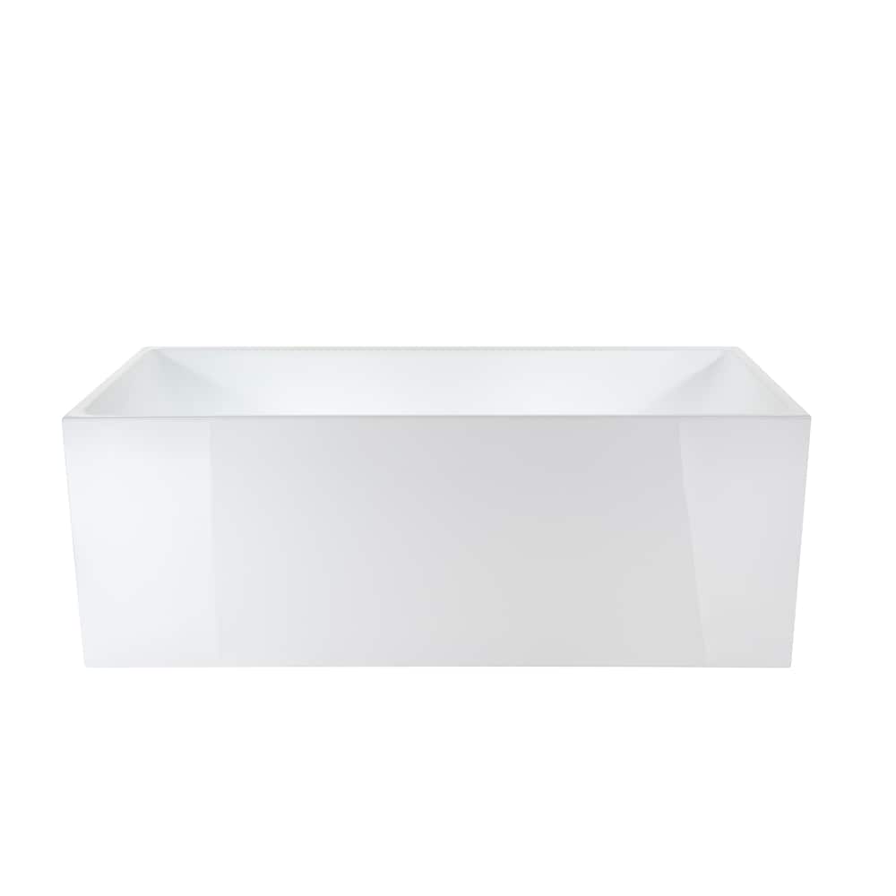 Baignoire autoportante ovale Bayonne de 5 pieds avec drain central en blanc pur