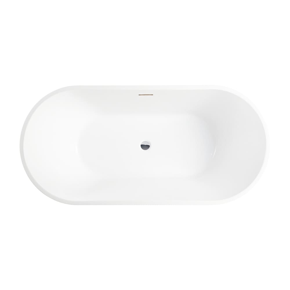 Bourdeaux 59 inch Freestanding Oval Soaker Bathtub with Centre Drain in White/Integrated Overflow