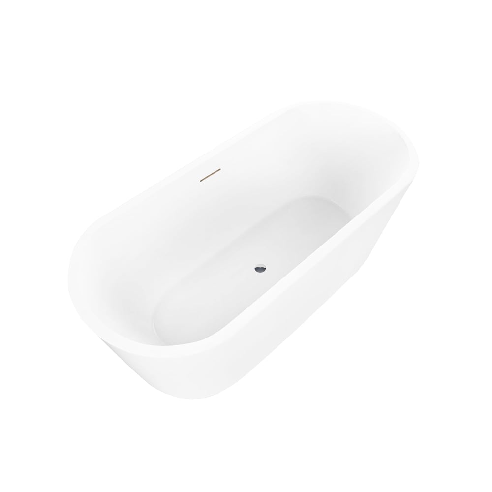 Bourdeaux 59 inch Freestanding Oval Soaker Bathtub with Centre Drain in White/Integrated Overflow