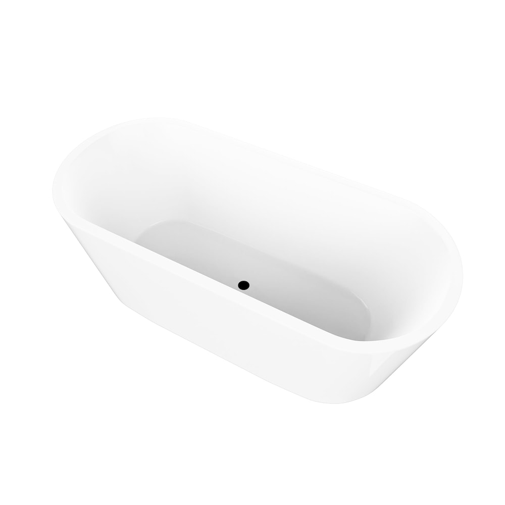 Bourdeaux 59 inch Freestanding Oval Soaker Bathtub with Centre Drain in White/Integrated Overflow