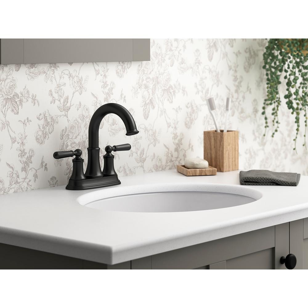 Robinet de lavabo de salle de bain central Capilano en noir mat