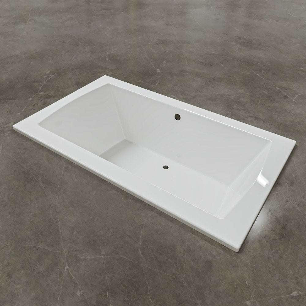 Baignoire encastrée CALLA 72 pouces x 42 pouces avec drain central décalé