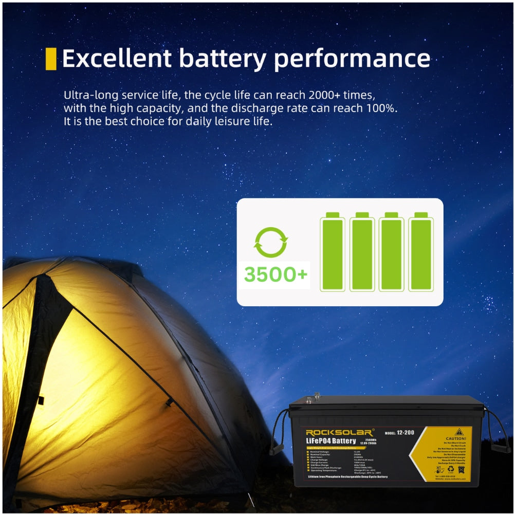 12V 200Ah Deep Cycle LiFePO4 Battery with BMS System