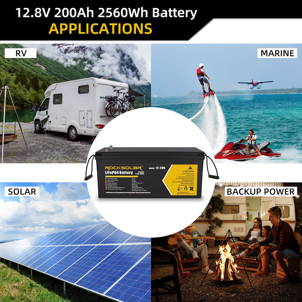 12V 200Ah Deep Cycle LiFePO4 Battery with BMS System