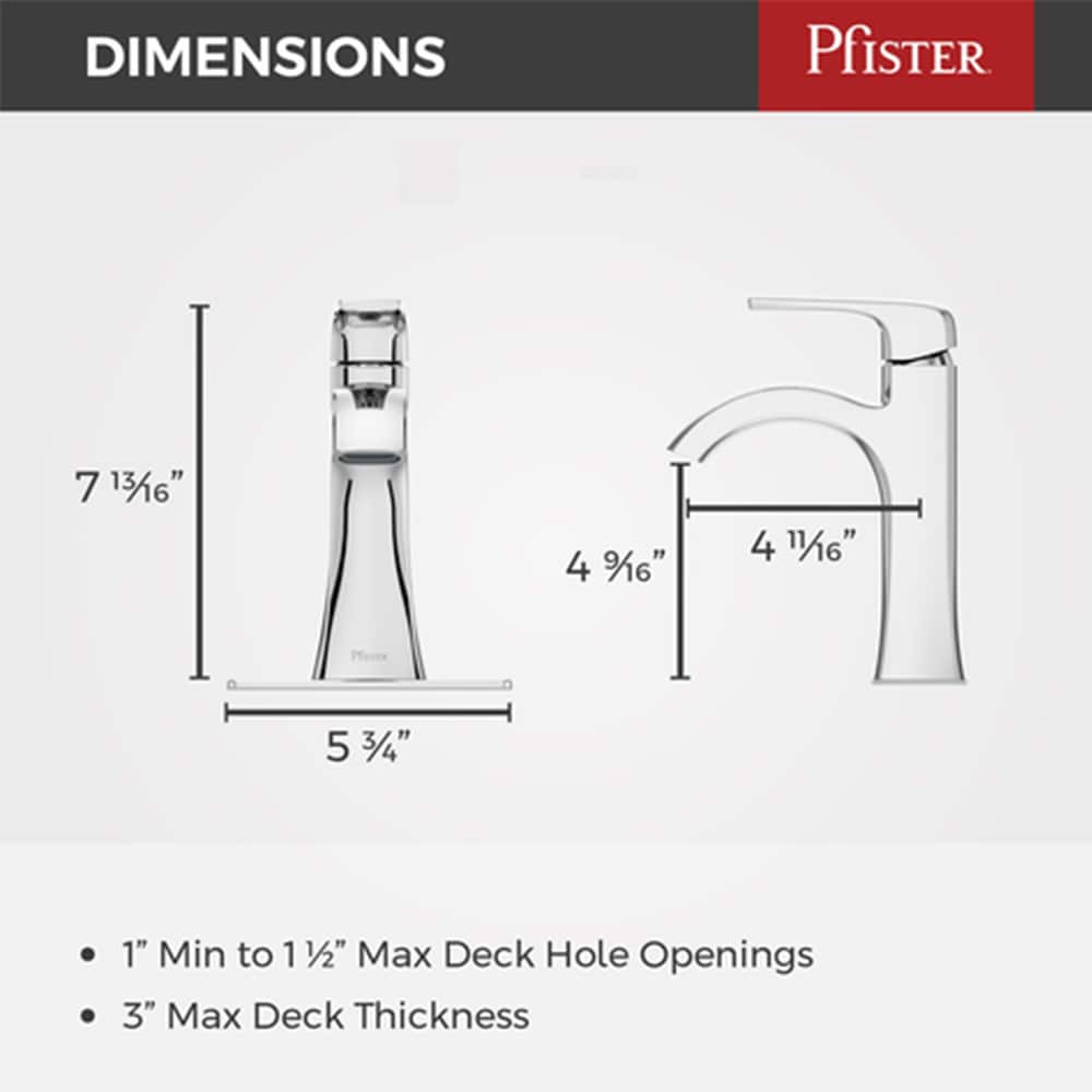 Robinet de salle de bain à commande unique Bruxie en chrome poli