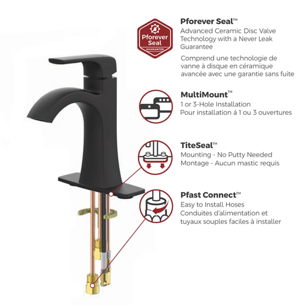 Bruxie Single Handle 1 or 3 Hole Spot Defense Matte Black Bathroom Sink Faucet/Tap