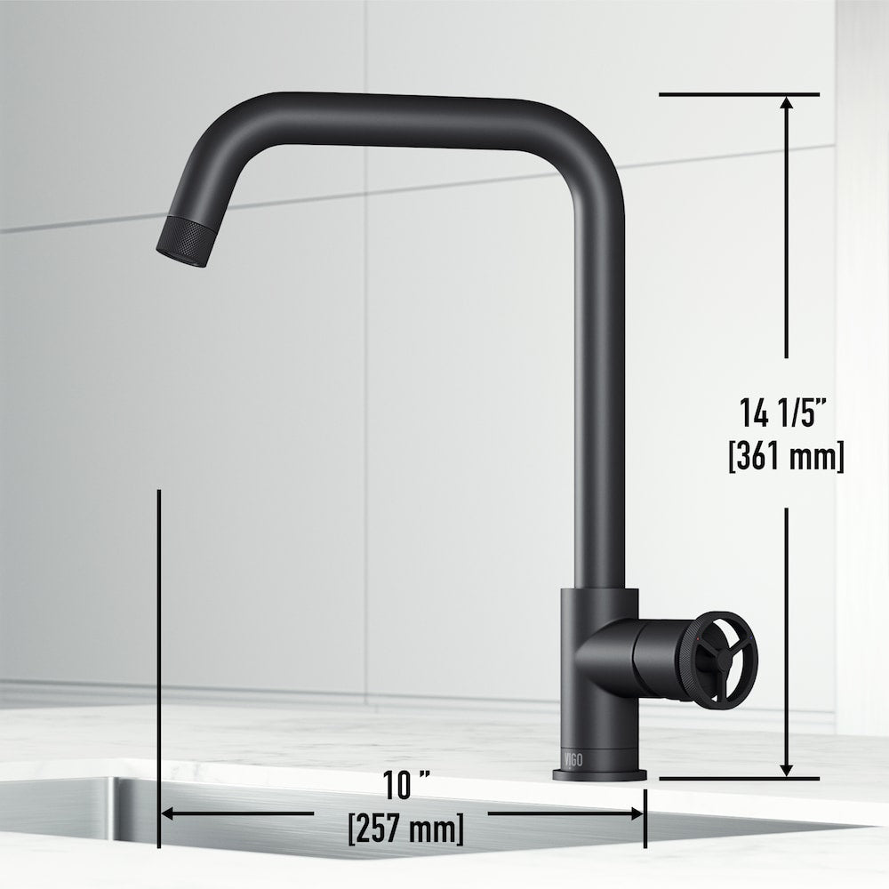 Robinet de cuisine à poignée unique de style industriel Cass en noir mat