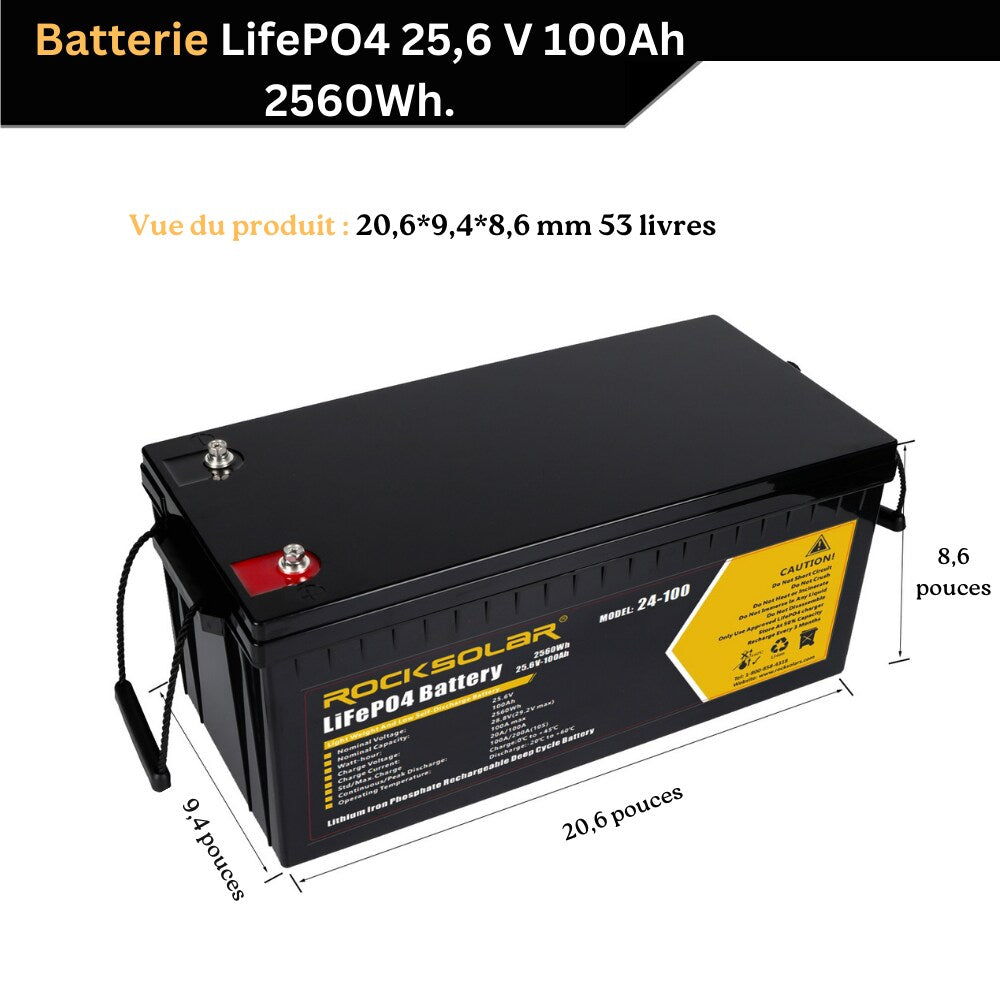 24V 100Ah Deep Cycle LiFePO4 Battery with BMS System