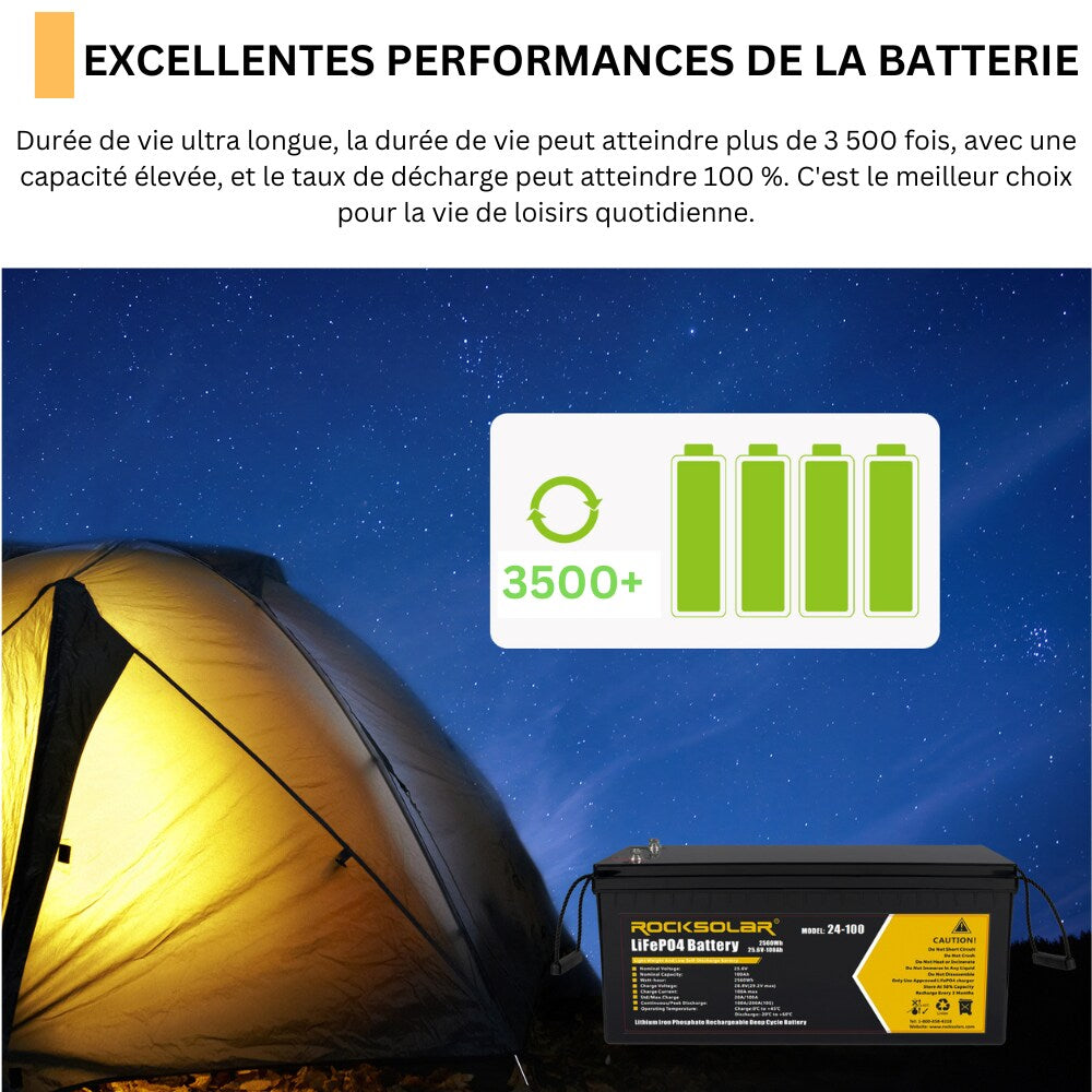 24V 100Ah Deep Cycle LiFePO4 Battery with BMS System