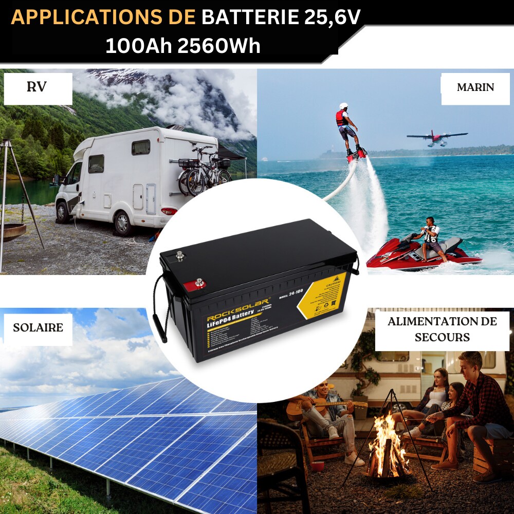 24V 100Ah Deep Cycle LiFePO4 Battery with BMS System