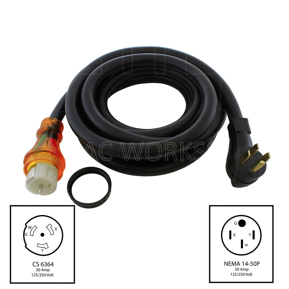 20ft 50A Generator Transfer Switch Power Cord With Power Indicator