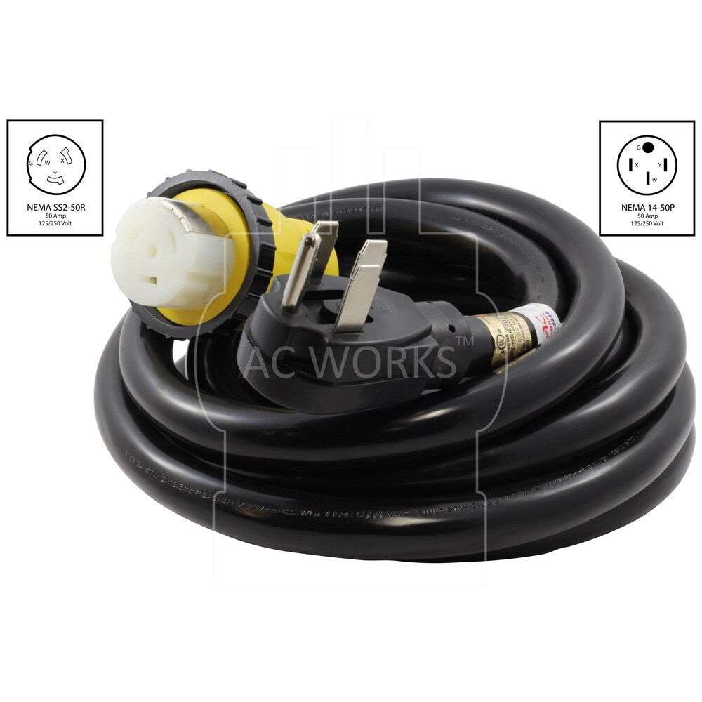 Cordon d'alimentation amovible RV 50 A de 15 pieds avec indicateur d'alimentation