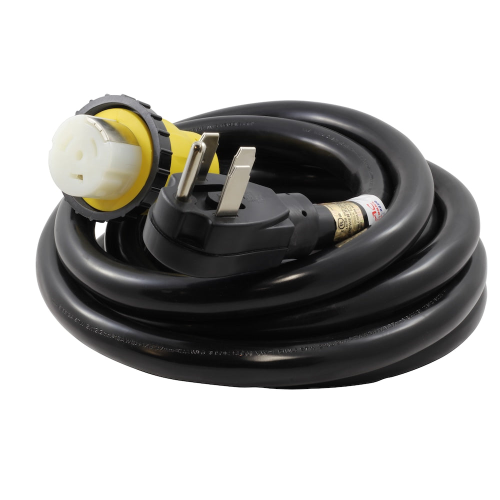 Cordon d'alimentation amovible RV 50 A de 15 pieds avec indicateur d'alimentation